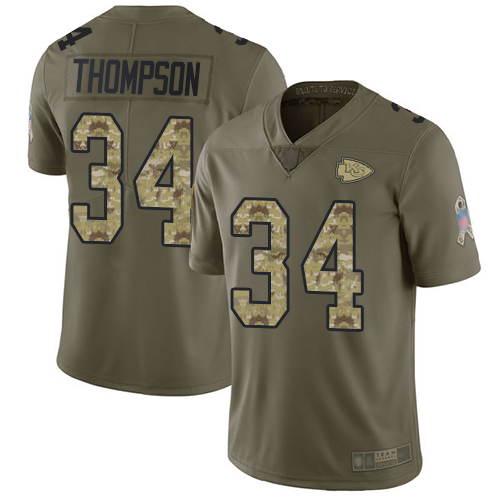 Men Kansas City Chiefs #34 Thompson Darwin Limited Olive Camo 2017 Salute to Service Football Nike NFL Jersey->kansas city chiefs->NFL Jersey